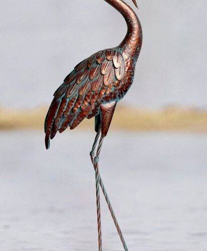 Aged Metal Crane - Head Down