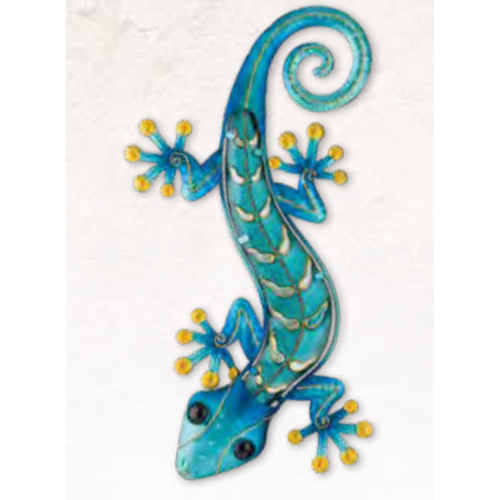 Set 2 Geckos en métal à poser, Marron ambré, L 16 et 19 cm