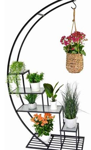 Metal Half Heart, Plant Stand with Zinc Shelves